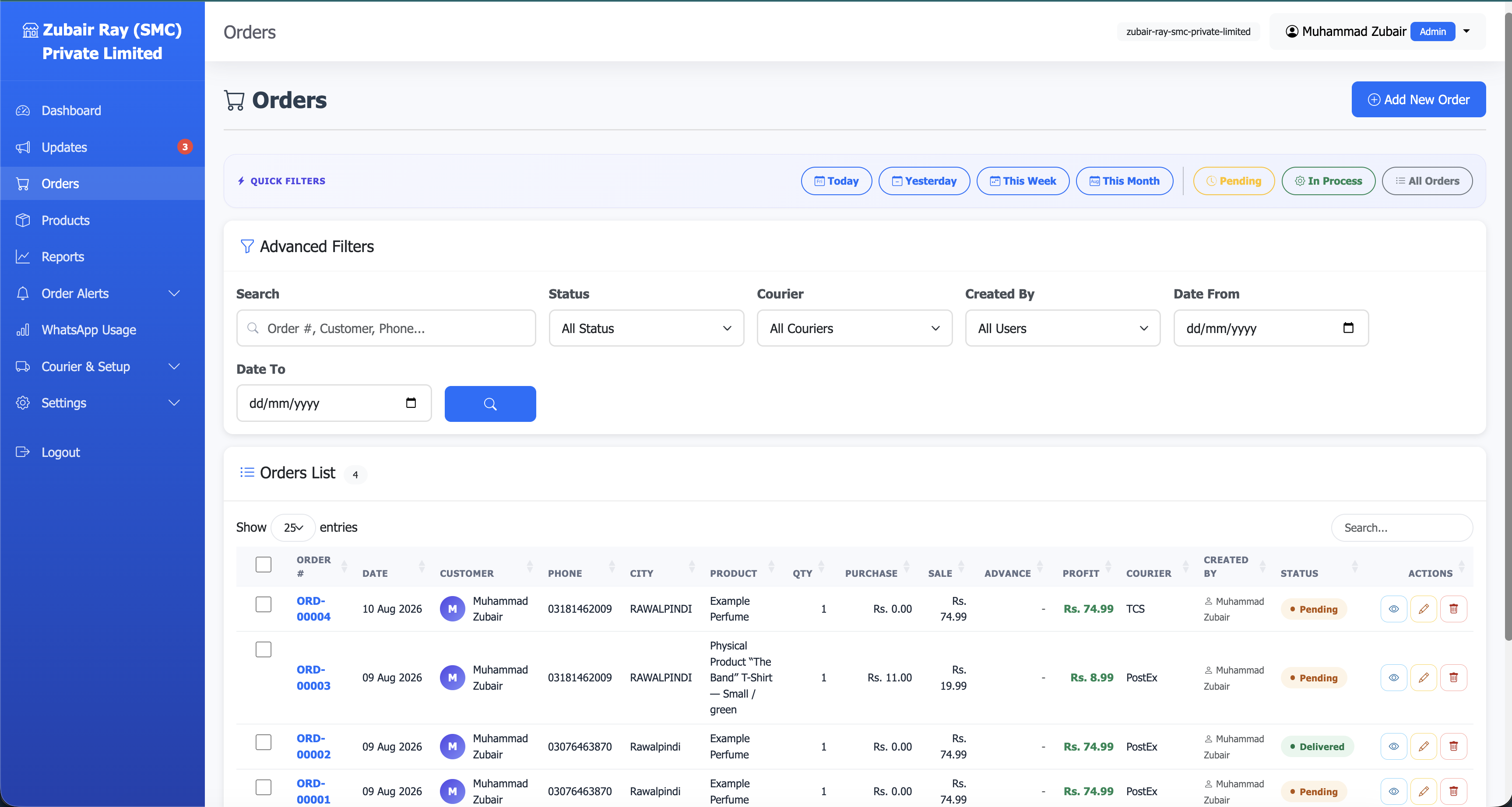 Orders Pipeline — JustOMS